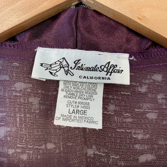 Vintage Intimate Affair California Purple Sheer Robe No Belt Women's Large - Picture 7 of 8
